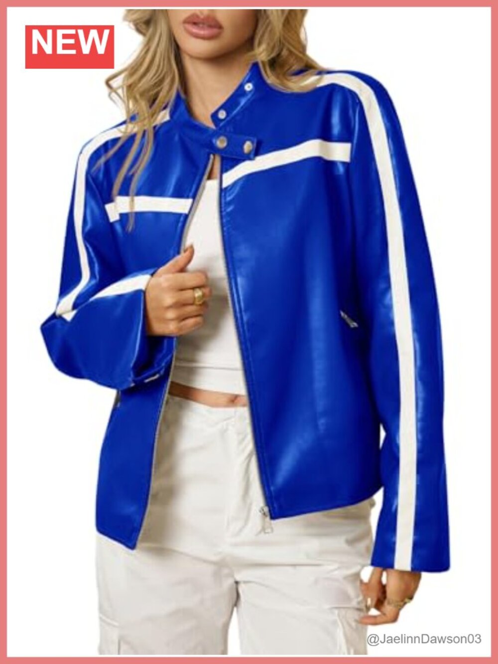 Faux Leather Bomber Jacket Zip Up Moto Biker Racing Coat